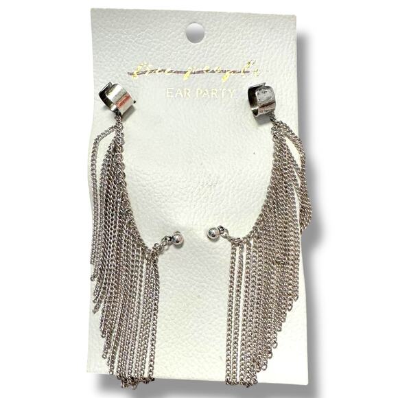 Free People Breakfast Club Ear Cuff Silver Fringe Western Bohemian Grunge Punk - Picture 12 of 13